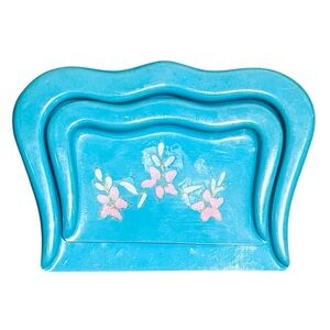 Vintage nesting crumb trays catcher scraper floral dining butler decor